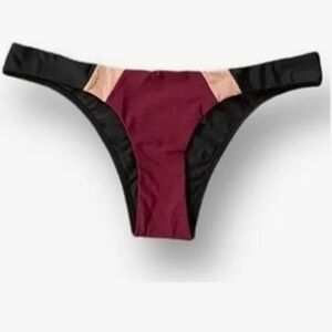 Pilyq Black and Burgundy Bikini Bottom